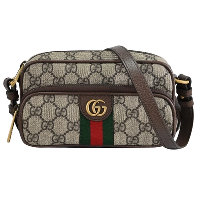 GUCCI 古馳  OPHIDIA 經典印花拼接斜背拉鍊相機包/腰掛包(駝/棕)