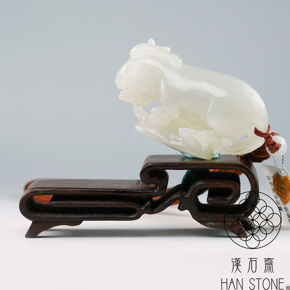 漢石齋】天然和田玉貔貅玄武玉佩小手把件白玉(32*57*22mm) | 漢石齋