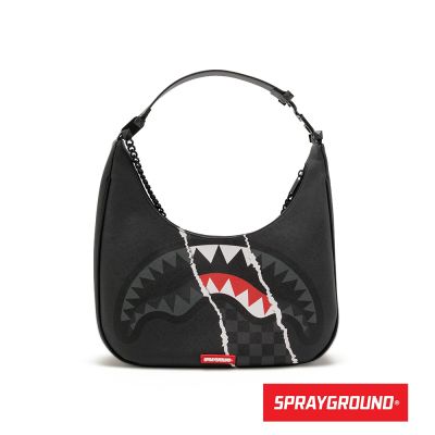 SPRAYGROUND-撕裂感造型手提側背包-黑色