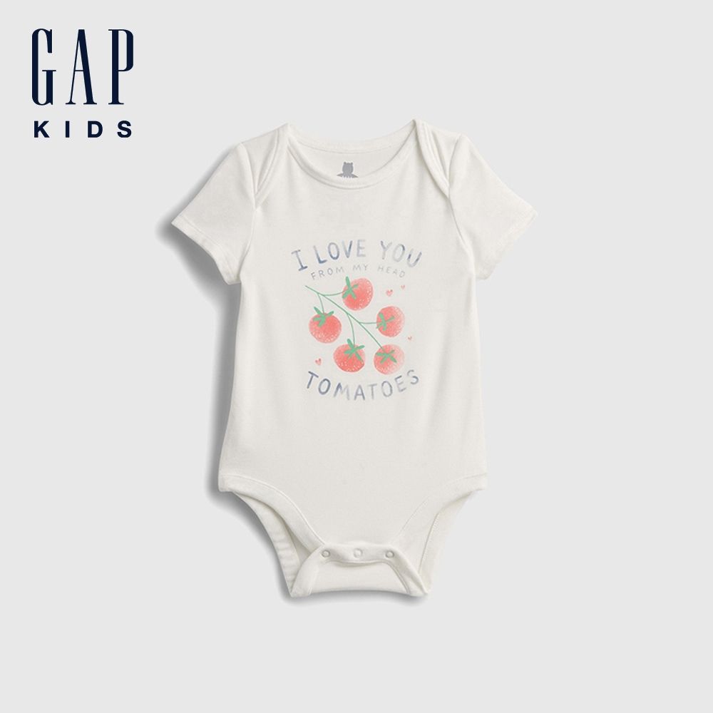 【GAP】嬰兒First Favorites圖案包屁衣-番茄紅(883360) (番茄紅)
