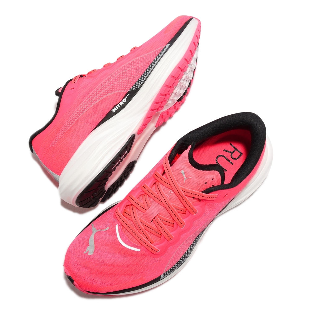 桃 Puma 慢跑鞋Deviate Nitro 2 Wns 女鞋烈焰粉路跑全碳板氮氣