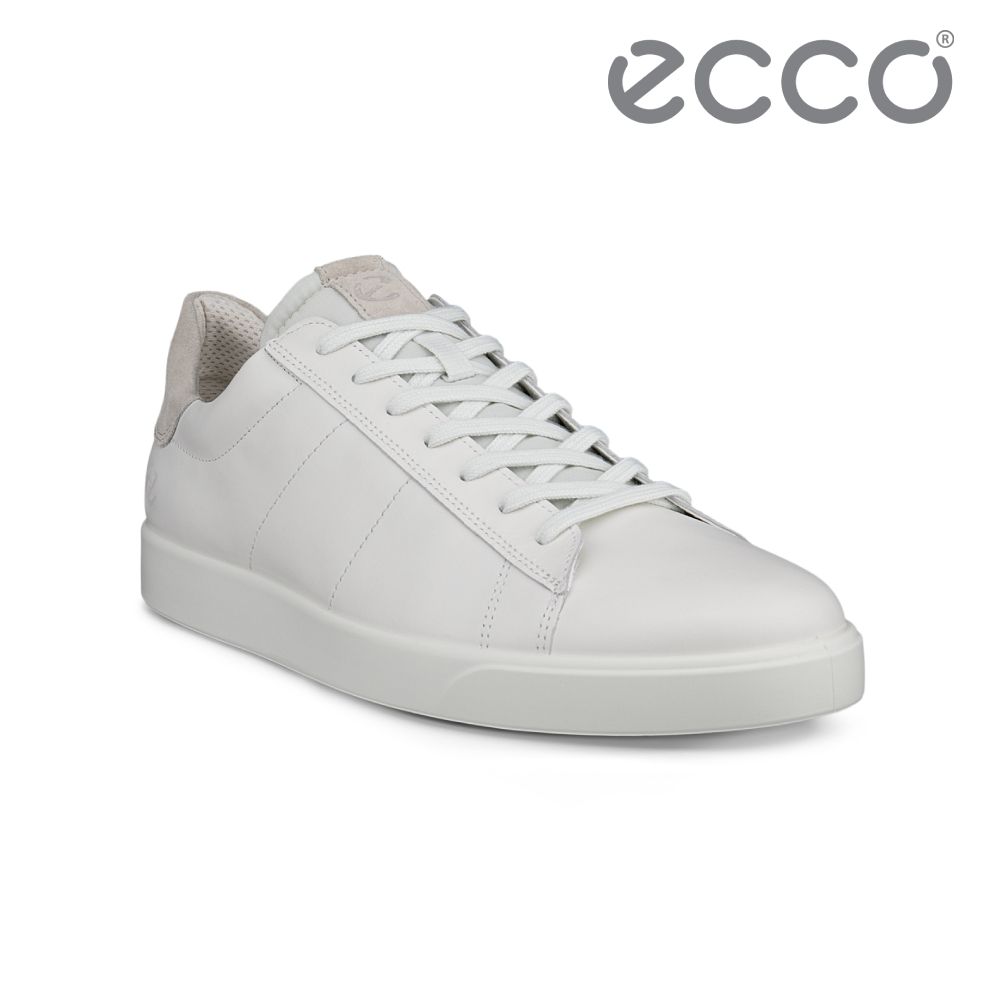 ECCO STREET LITE M 街頭闖趣簡約真皮休閒鞋 男鞋 白色/砂礫灰