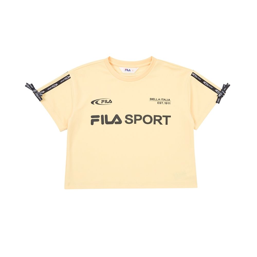 【FILA】KIDS 男童 女童 童裝/運動短TEE/排汗衫(任選) (C款-黃)