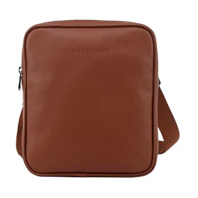 LONGCHAMP LE FOULONNÉ 系列牛皮方形斜背包(小/紅褐)