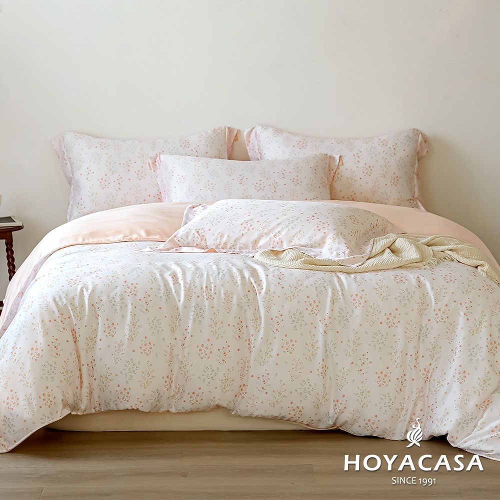 HOYACASA 60支抗菌天絲兩用被床包組(雙人/加大)-多款任選 (香草花園)