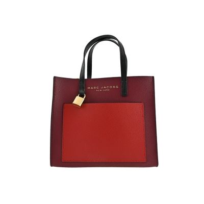 【整新品】MICHAEL KORS 撞色荔枝紋皮革手提托特包(酒紅/紅/米色/無背帶)
