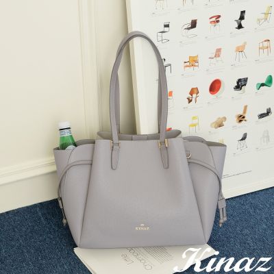 KINAZ 花苞多袋束繩變型大容量肩背斜背托特包-層霜鹽灰-開心果脆片系列