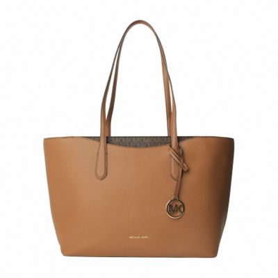 MICHAEL KORS 鵝卵石紋皮革肩背托特包(駱駝色)大