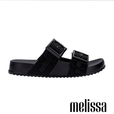 Melissa-LOGO印花雙帶拖鞋(大童)-黑色