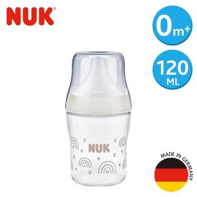 德國NUK-PM玻璃感溫奶瓶120mL-S(0m+)-彩虹