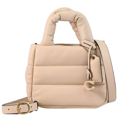 COACH Mini Pillow 絎縫皮革手提斜背兩用包/托特包(米白)