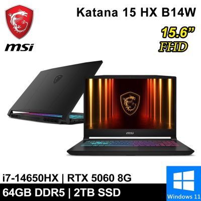 MSI微星 Katana 15 HX B14WFK-428TW-SP6 15.6吋 黑(i7-14650HX/64G/2TB SSD/RTX5060 8G/W11)特仕版