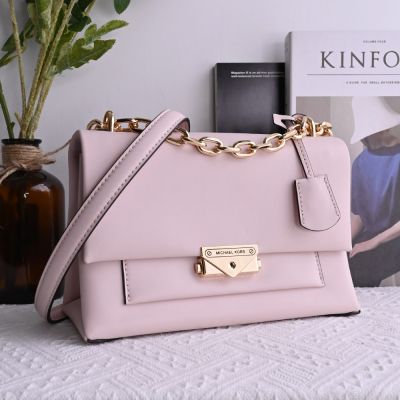 MICHAEL KORS CECE金屬壓扣翻蓋斜背鍊包(粉)