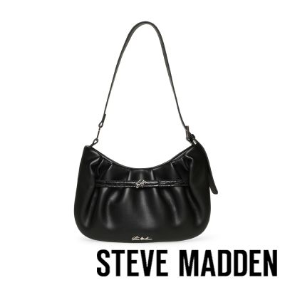 STEVE MADDEN-素面抓皺細帶肩背包 BSTORMI-黑色