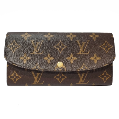 LV LOUIS VUITTON路易威登 M61289 Emilie 系列經典 Monogram 釦式長夾