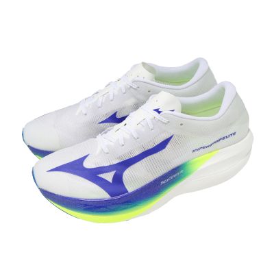 Mizuno 競速跑鞋 Hyperwarp Elite 男鞋 白 藍 輕量 碳板 緩震 美津濃 J1GC2671-01