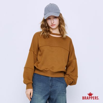 BRAPPERS 女款 鎖骨鏤空剪裁上衣-摩卡棕