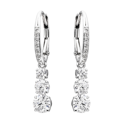 SWAROVSKI 施華洛世奇 Trilogy Round 水晶穿孔耳環