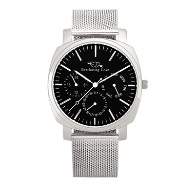 Everlasting Love 天長地久 三眼情人錶 定情信物 (銀殻/米蘭/黑麵)