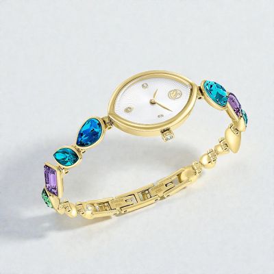 SWAROVSKI 施華洛世奇 Gema系列 幾何彩色水晶手鍊腕錶 女錶-5749569