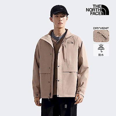 【The North Face 官方旗艦】 北面男款卡其色M66DRYVENT防水鋪棉內裡三合一外套｜8DUCE26