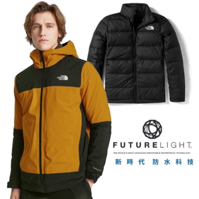 【美國 The North Face】男 3合1 FUTURELIGHT 防水透氣 兩件式外套.風雨衣/內件550鵝絨填充 4N9T-TBK 黃/黑 V