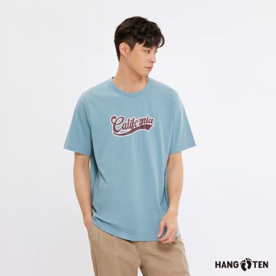 Hang Ten 男裝-BCI純棉可樂字短袖T恤-粉藍