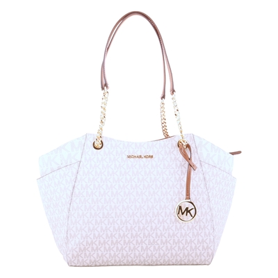 MICHAEL KORS  金字滿版防刮PVC鍊帶肩背托特包(白)