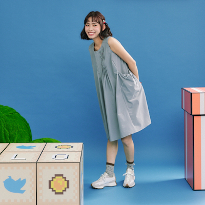 【Dailo】吸濕排汗面料大口袋無袖洋裝 綠 灰