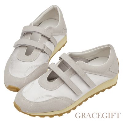 【Grace Gift】休閒美學芭蕾瑪莉珍運動鞋 灰