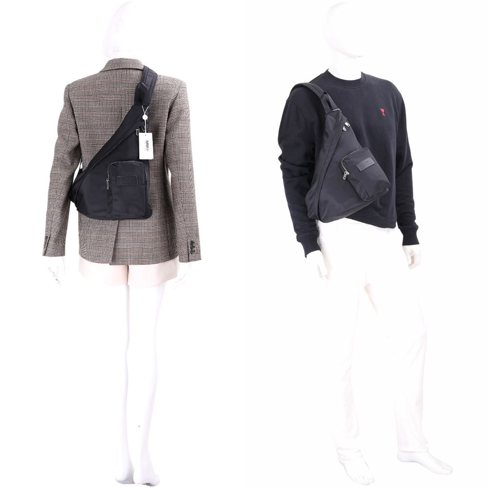 MM6 MAISON MARGIELA Japanese Sling 三角尼龍單肩/胸前包(黑色) | 歐