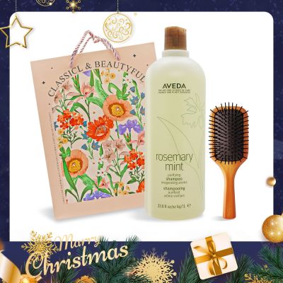 AVEDA 頭皮放鬆尊禮組[迷迭薄荷洗髮精1000ml+隨行按摩梳]-送禮必備組