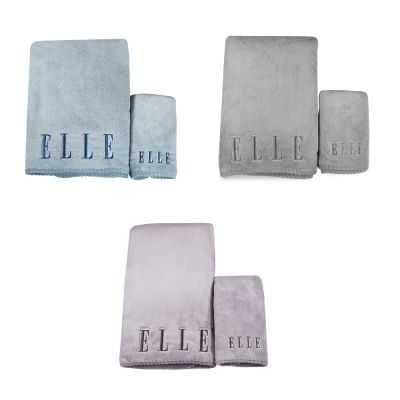 ELLE HOME (2條)無棉絮刺繡毛浴巾組_morino