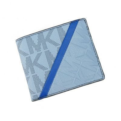 MICHAEL KORS COOPER新款斜紋皮革卡片/鈔票短夾(藍)