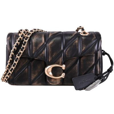 COACH TABBY 20 金屬C LOGO復古刷色翻蓋式斜背包/鍊包(古銅色)