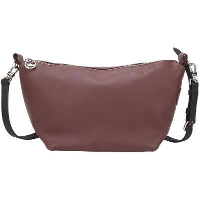 LONGCHAMP Le Slouchy 奔馬烙印皮標牛皮手提 肩斜背流浪包(石榴紅)