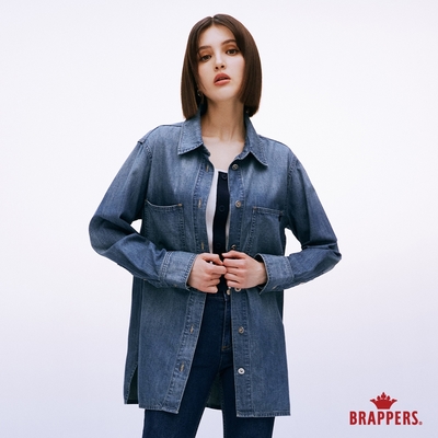BRAPPERS 女款 Boy friend系列-全棉牛仔襯衫-深藍