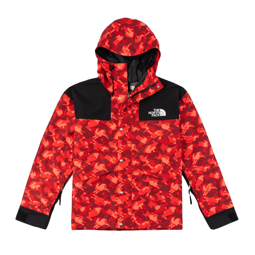 The North Face 官方旗艦】北面男款紅色兔紋迷彩DryVent防水透氣連帽