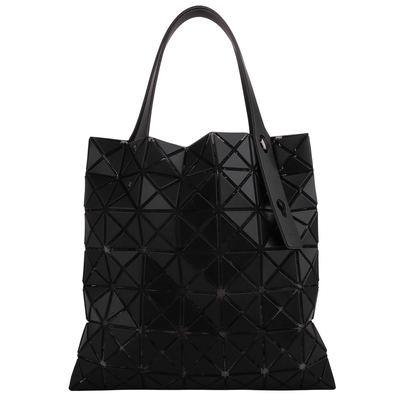 ISSEY MIYAKE  BAOBAO 皮質幾何小菱格7x7手提包(霧面黑)小款