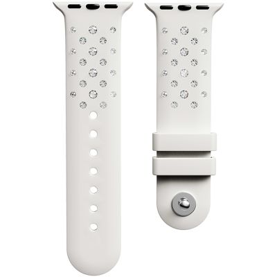 SWAROVSKI 施華洛世奇 Apple Watch 水晶矽膠錶帶 40/41mm適用 周年慶獻禮 送禮推薦-灰白 (不含手錶)