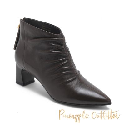 Pineapple Outfitter-BONO 真皮抓皺尖頭粗跟短靴-咖色
