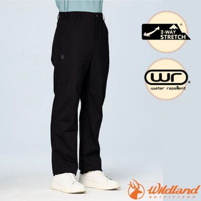 【荒野 WildLand】男 PILE防風防潑極暖機能褲.運動休閒長褲/雙向彈性.防潑水/ W2308-165 印黑色