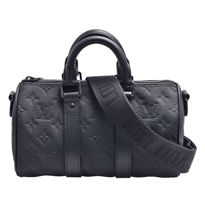 LV Louis Vuitton路易威登 M20900 經典Keepall Bandoulière 25 Taurillon牛皮手提/斜背包(黑色)