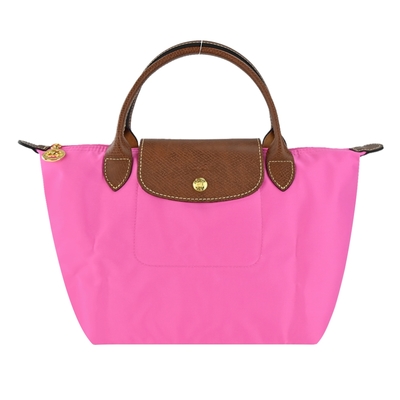 LONGCHAMP LE PLIAGE系列短把再生尼龍摺疊水餃包(小/糖果粉)