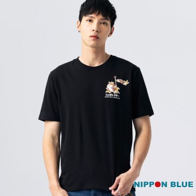 日本藍 BLUE WAY – 金魚慶男兒短TEE(黑)