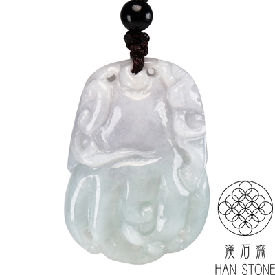 【漢石齋】天然翡翠A貨 如意人參玉佩吊墜 薄意春帶彩種(28*40*12mm)