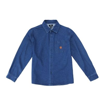 CONVERSE DENIM LS WOVEN TOP DENIM BLUE 男女 長袖襯衫 UCJ418-UHA