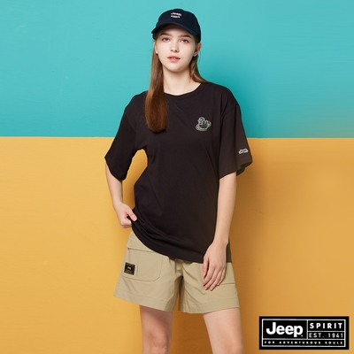 JEEP 女裝 多口袋涼感工作短褲-卡其