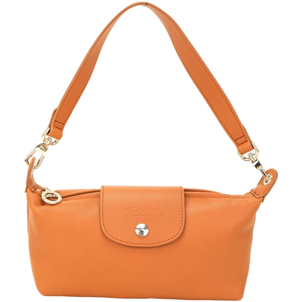LONGCHAMP Le Pliage Xtra S 奔馬烙印壓紋羊皮手提 肩背包(琥珀棕)