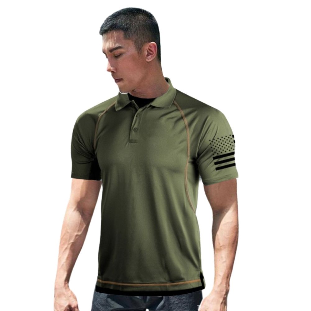 [空軍一號]AF-LZ01特戰四面高彈力高排汗冰感POLO衫(超大尺寸皆有) (軍綠)